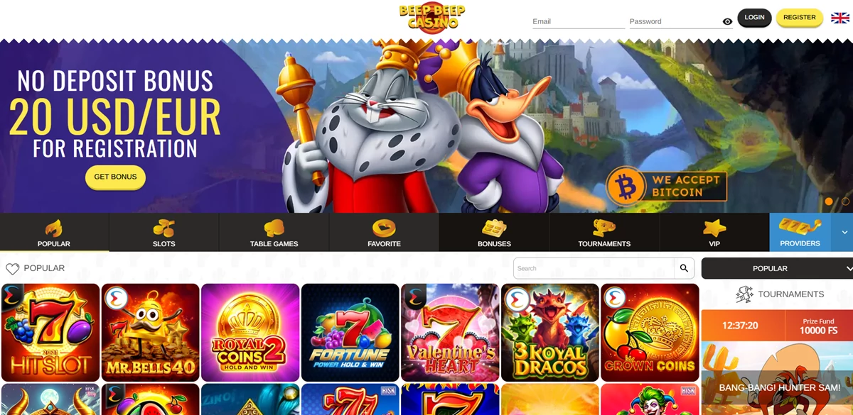 Главная страница Beep Beep Casino